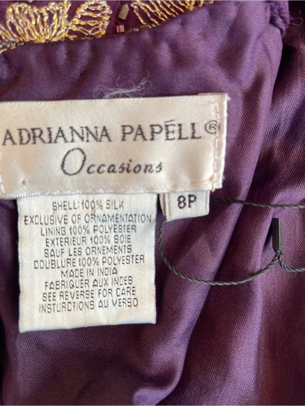 NWT vintage Adrianna Papell beaded silk short-sleeve floral top burgundy gold